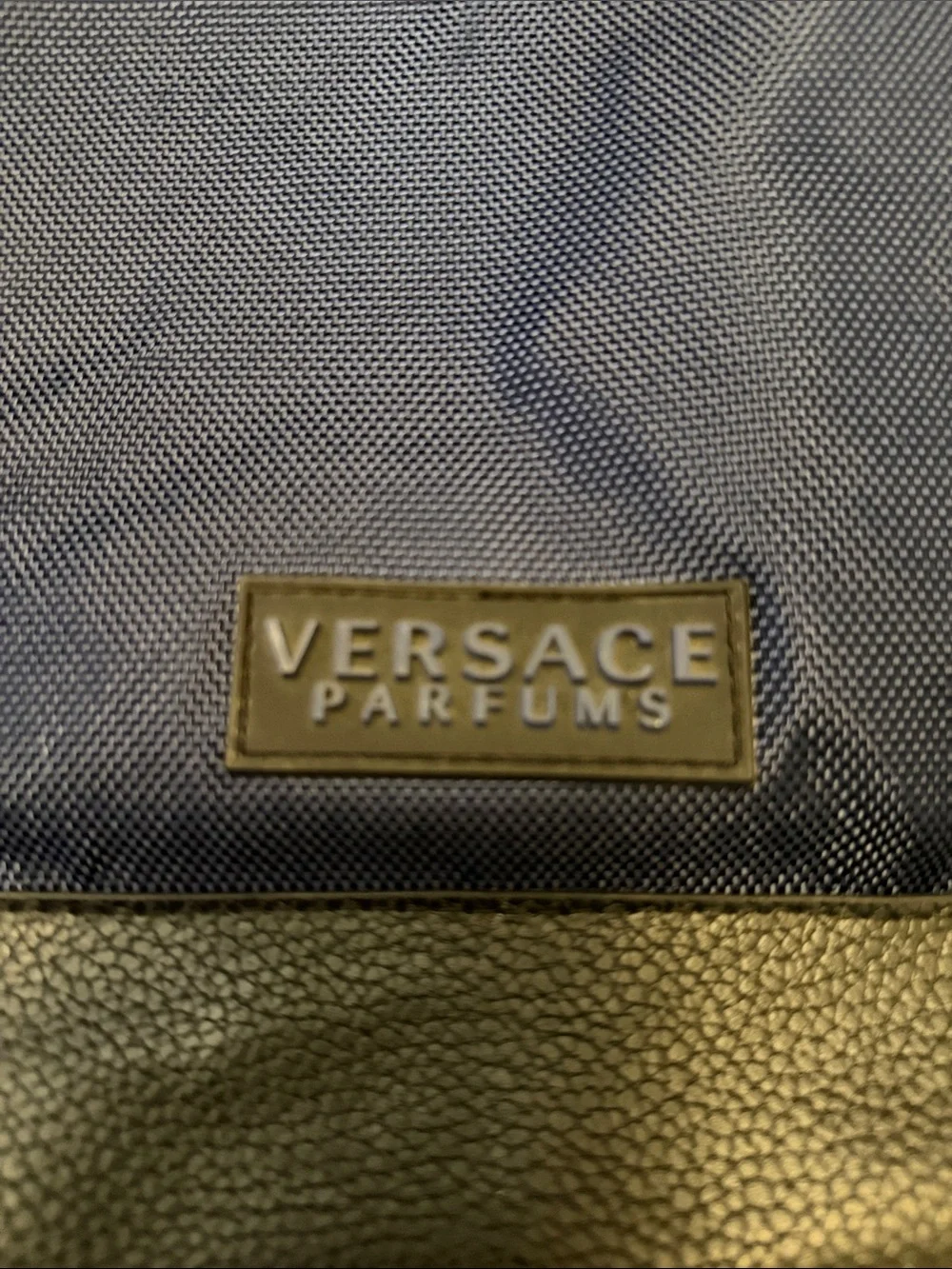 VERSACE Parfums Navy Blue and Black Men's Drawstring Backpack. Used condition.